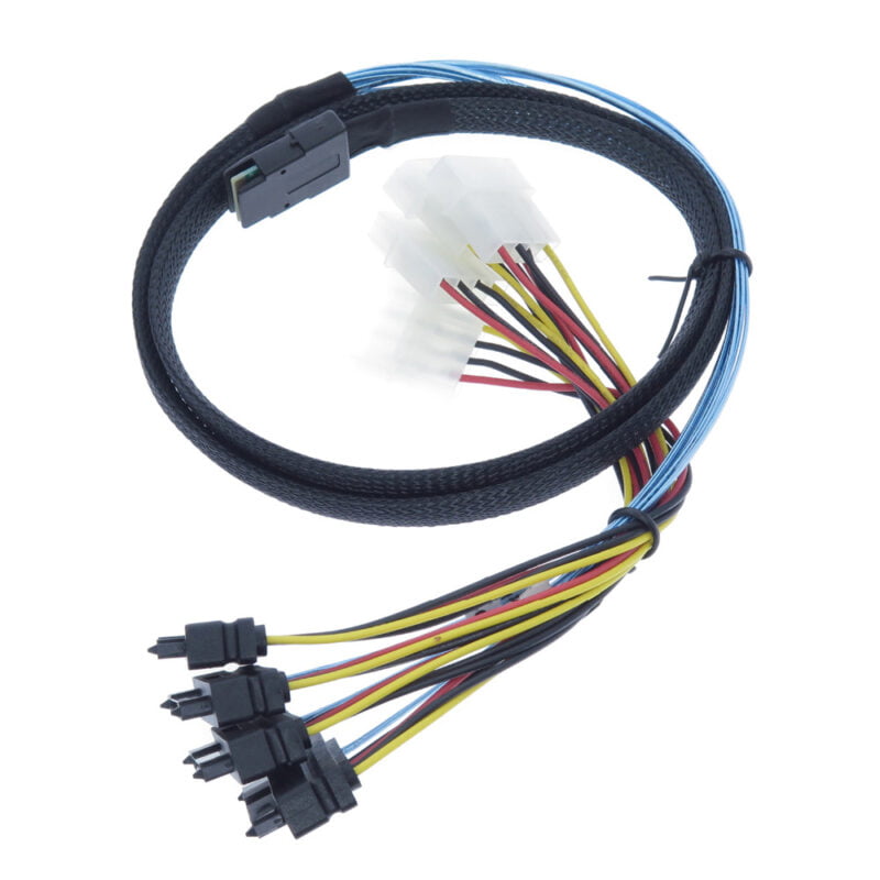 Internal Mini SAS Cable SFF8087 to 4x SFF8482 With 4P Power 1