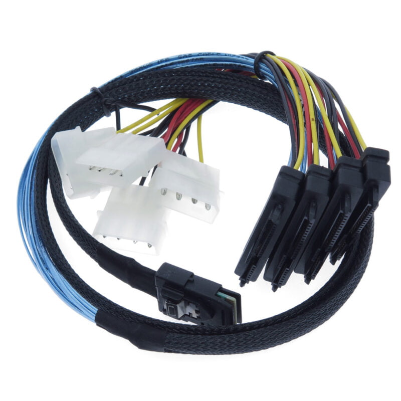 Internal Mini SAS Cable SFF8087 to 4x SFF8482 With 4P Power 2