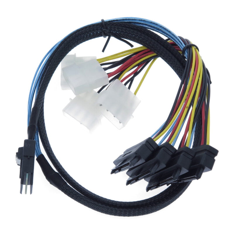 Internal Mini SAS Cable SFF8087 to 4x SFF8482 With 4P Power 3